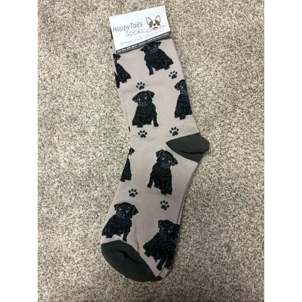 Happy Tails Black Pug socks size OS
